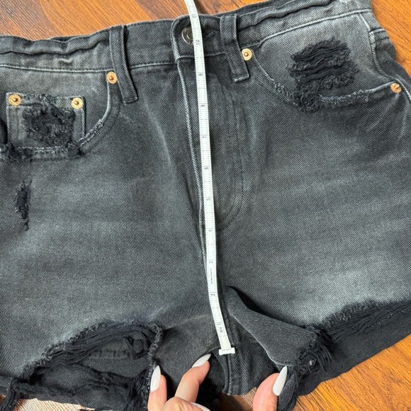 Pistola Black High Rise Distressed Jean Shorts Size 24 - Picture 6 of 7